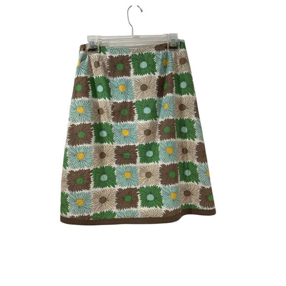 Boden women’s tan brown blue & green floral pattern skirt size 8R. #34-1949 - Picture 6 of 6